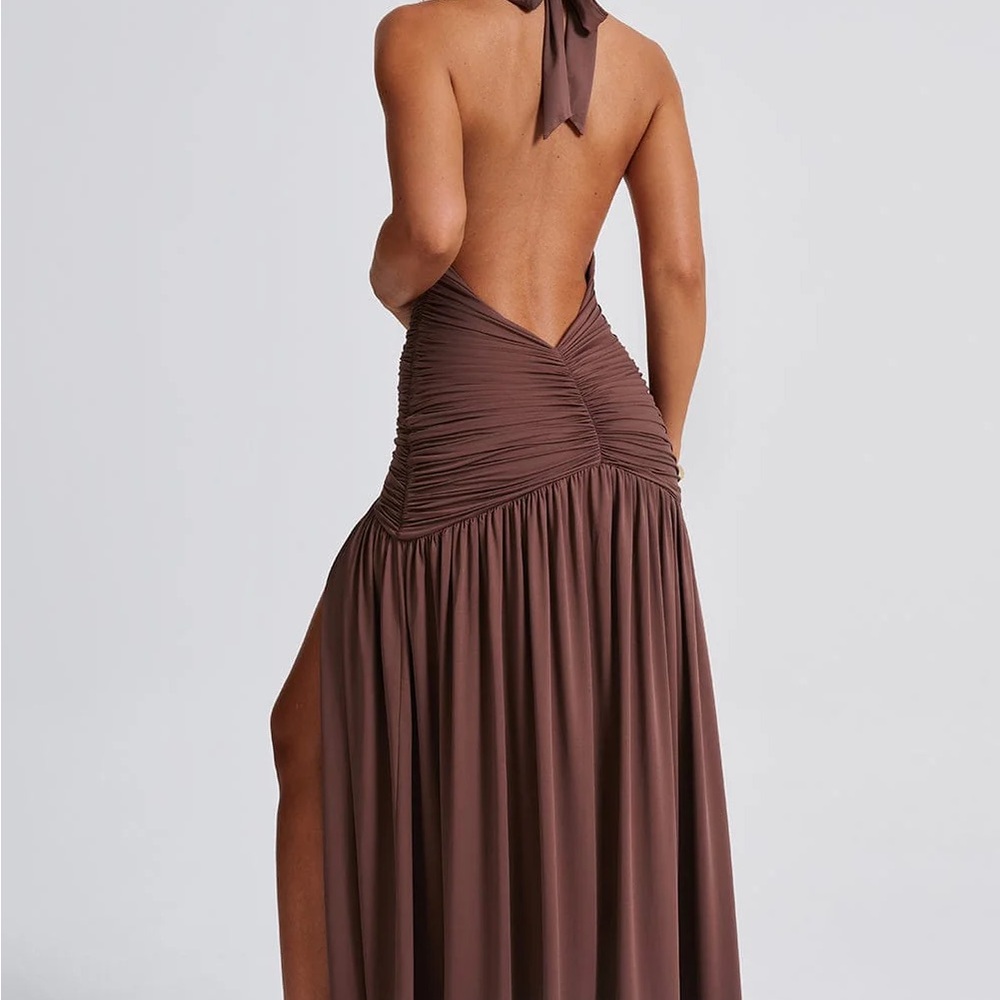 Babyboo Brown Halter Melania Maxi Dress - Picture 2 of 6